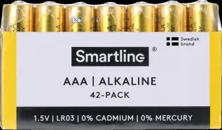 Smartline Alkaliskt Batteri AAA LR03 1.5V 42-pack