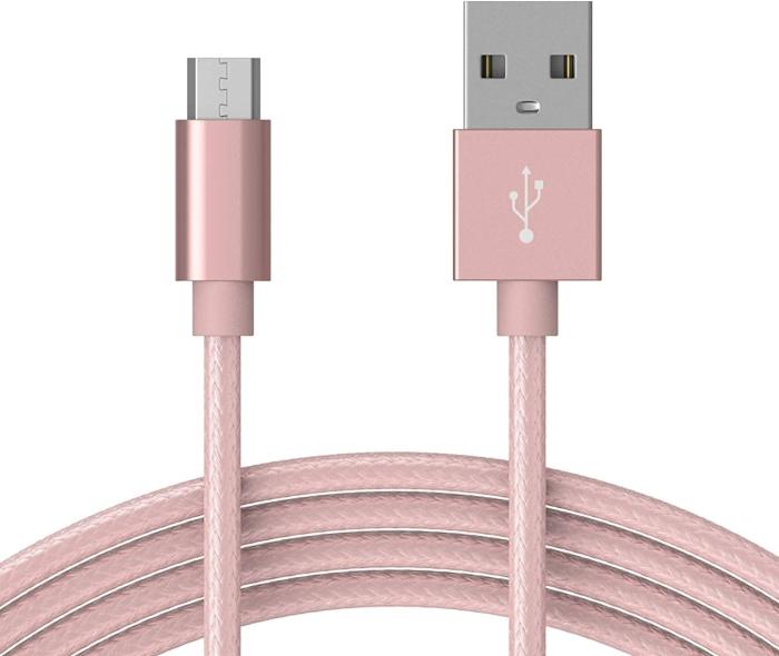 Bild 2, ROCK 1m Micro-Usb Nylon Kabel - Roséguld