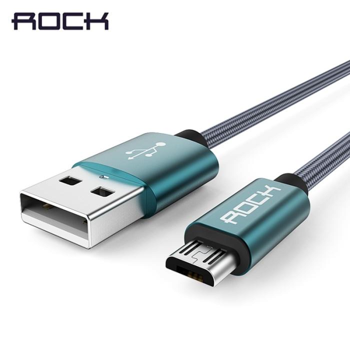 Bild 1, ROCK 1m Micro-Usb Nylon Kabel - Mörk Blå