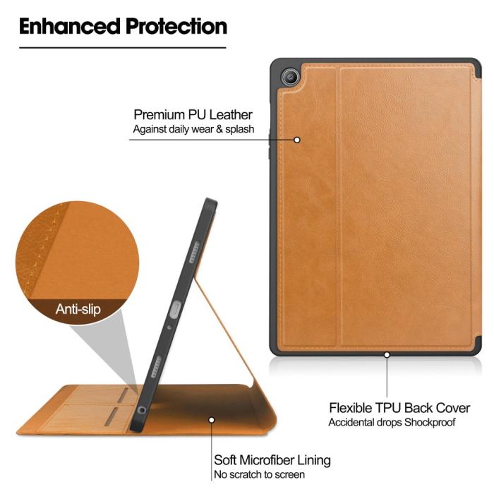 Bild 4, Galaxy Tab S9 FE Fodral Business Läder Pennhållare Brun