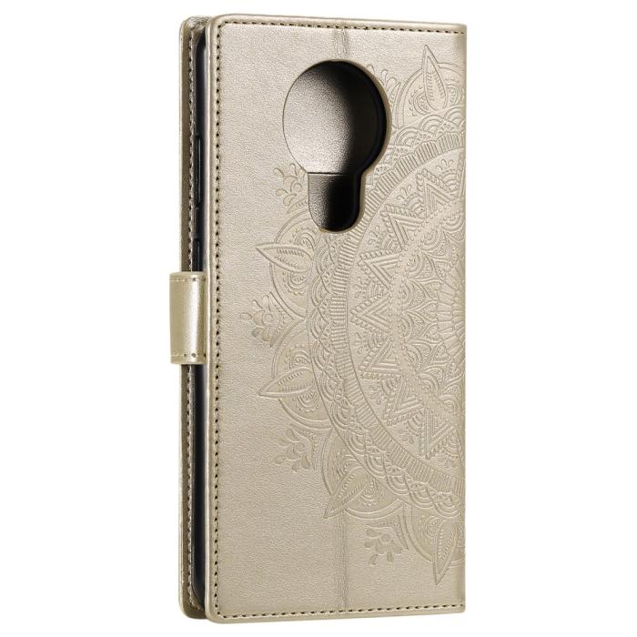 Bild 6, Nokia G10 / G20 Fodral Tryckt Mandala Läder Guld