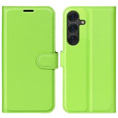Samsung Galaxy S25 Fodral Litchi L&auml;der Gr&ouml;n