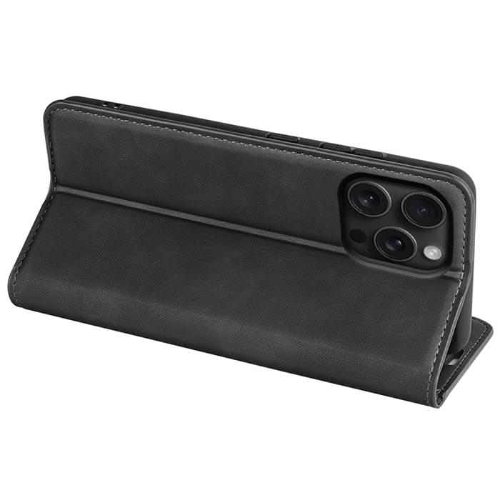 Bild 4, iPhone 16 Pro Fodral Flip Läder Svart