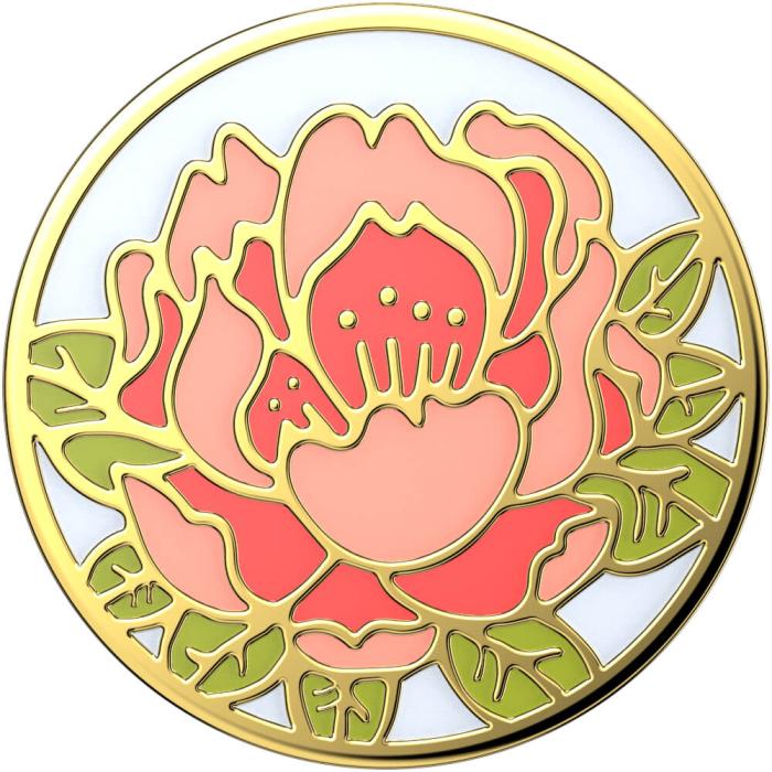 Bild 1, PopSockets Avtagbart Grip med Ställfunktion Premium Enamel Blooming Peony Pink