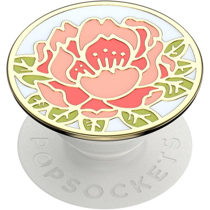 Bild 3, PopSockets Avtagbart Grip med Ställfunktion Premium Enamel Blooming Peony Pink