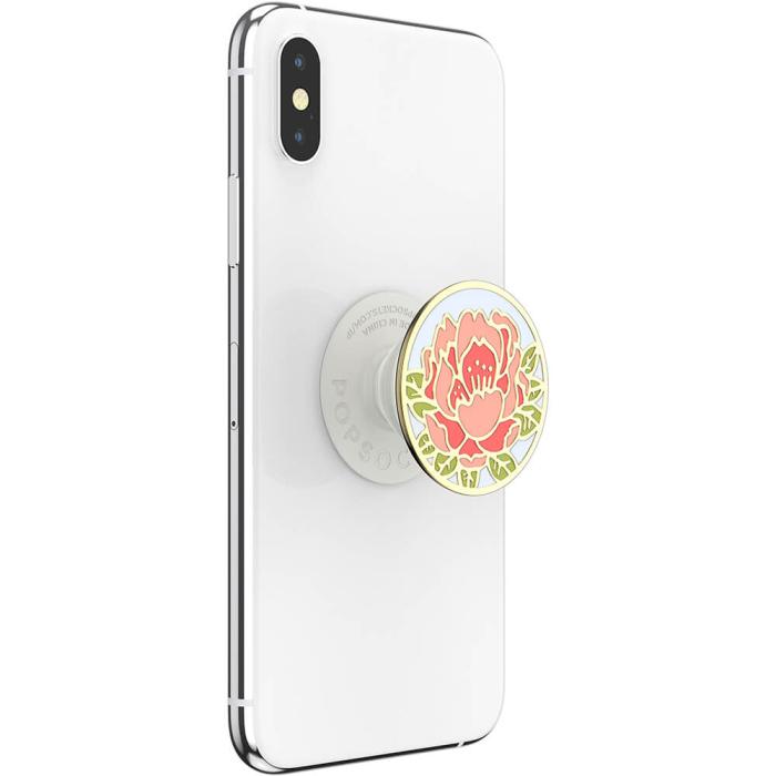 Bild 9, PopSockets Avtagbart Grip med Ställfunktion Premium Enamel Blooming Peony Pink