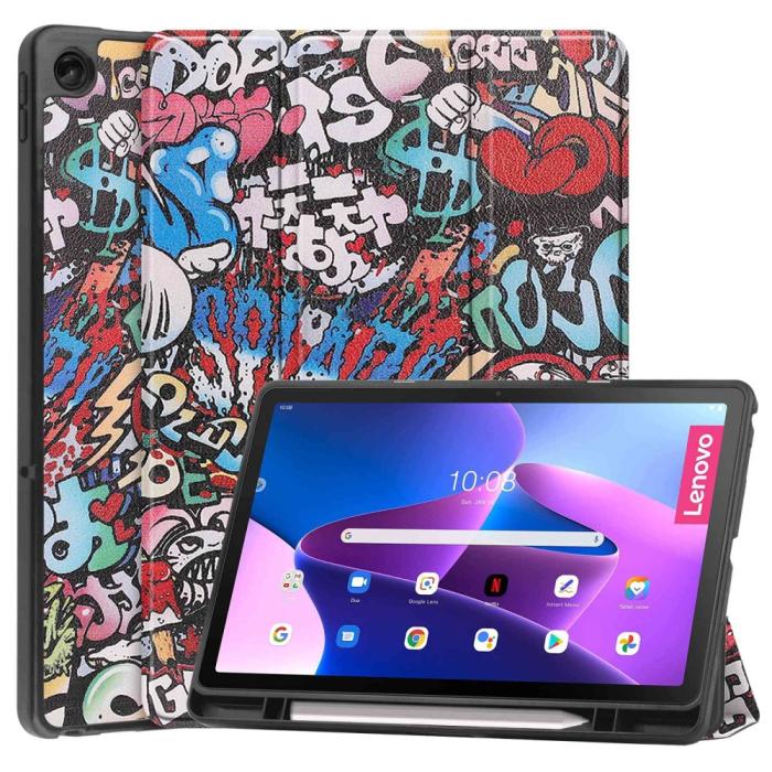 Bild 1, Lenovo Tab M10 Plus Gen 3 Fodral Tri-Fold Grafitti
