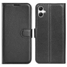 Samsung Galaxy A07 Fodral Litchi L&auml;der Svart