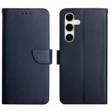 Samsung Galaxy S25 FE Fodral &Auml;kta L&auml;der Bl&aring;