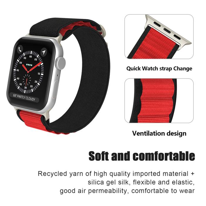 Bild 5, Apple Watch 38/40/41 mm Armband Alpine Pro Loop Svart/Röd