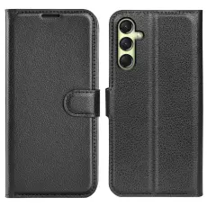 Samsung Galaxy A16 Fodral Litchi L&auml;der Svart