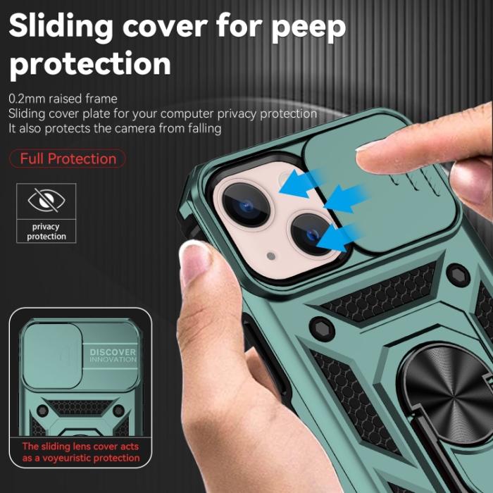 Bild 5, iPhone 14 Skal Ring Armor Med CamShield Grön
