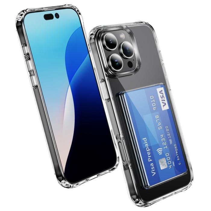 Bild 2, iPhone 16 Pro Skal Med Kortfack TPU Transparent