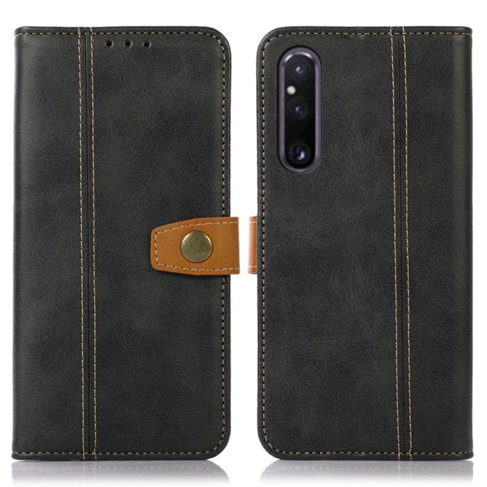 Bild 1, Sony Xperia 1 V Fodral Dual-Color Läder Svart