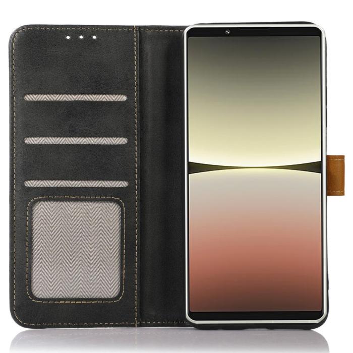 Bild 3, Sony Xperia 1 V Fodral Dual-Color Läder Svart
