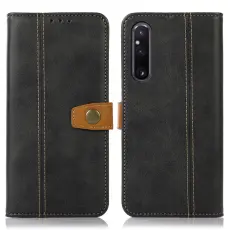 Sony Xperia 1 V Fodral Dual-Color Läder Svart