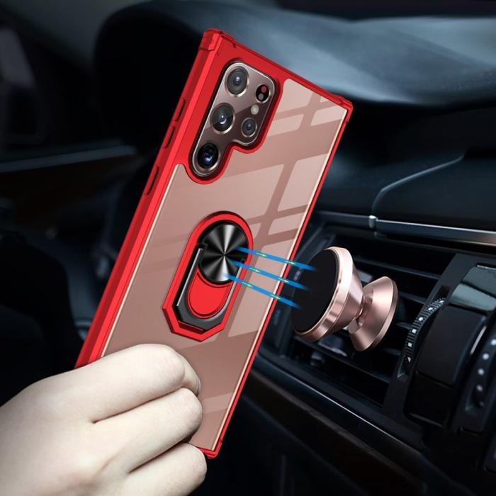 Bild 4, Samsung Galaxy S23 Ultra Skal Ring Hybrid Röd