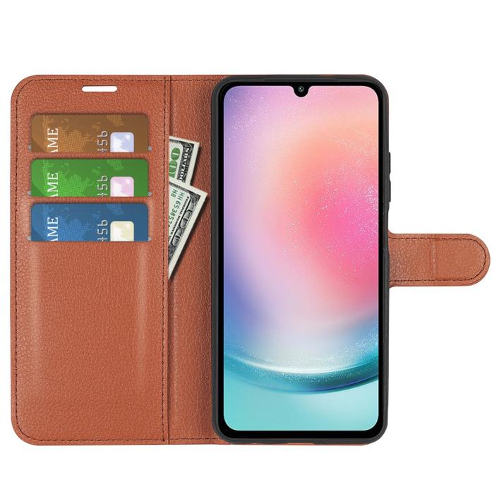 Bild 2, Samsung Galaxy A25 5G Fodral Litchi Läder Brun
