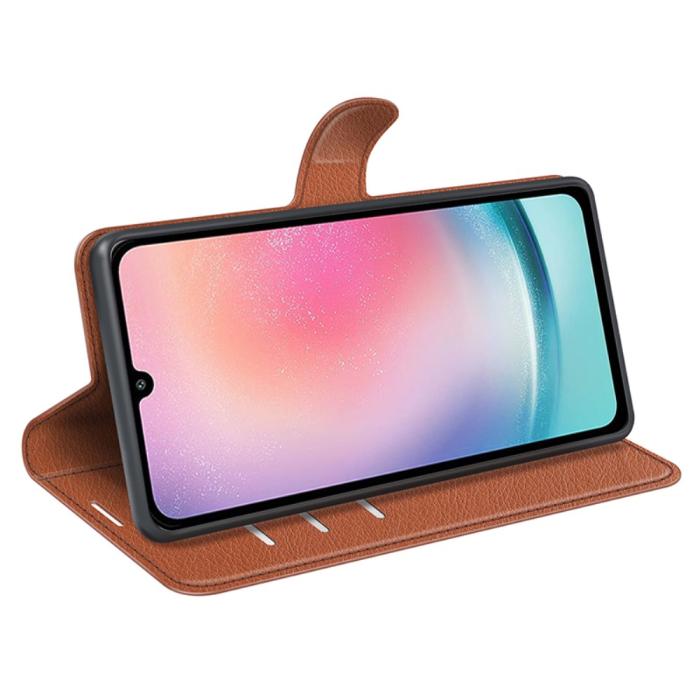 Bild 3, Samsung Galaxy A25 5G Fodral Litchi Läder Brun