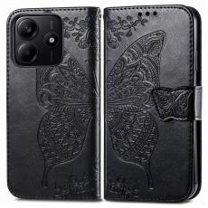 Xiaomi Redmi Note 14 5G Fodral L&auml;der Fj&auml;ril Tryck Svart