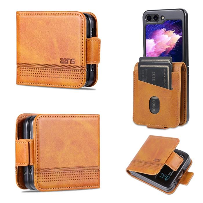 Bild 1, AZNS Galaxy Z Flip 5 Fodral Läder Brun