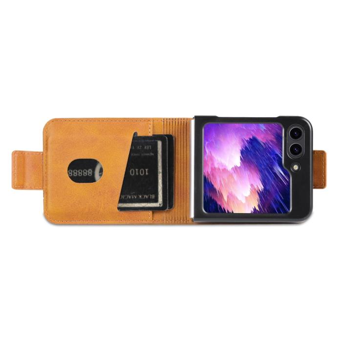 Bild 2, AZNS Galaxy Z Flip 5 Fodral Läder Brun