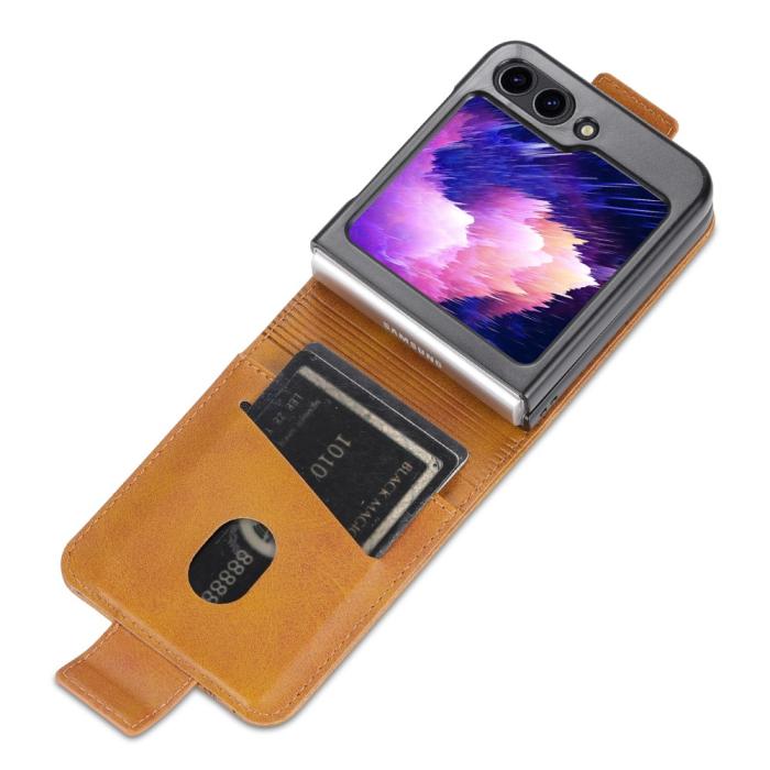 Bild 3, AZNS Galaxy Z Flip 5 Fodral Läder Brun