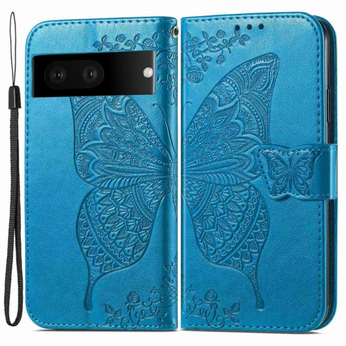 Bild 1, Google Pixel 7 Fodral Fjäril Tryck Blå