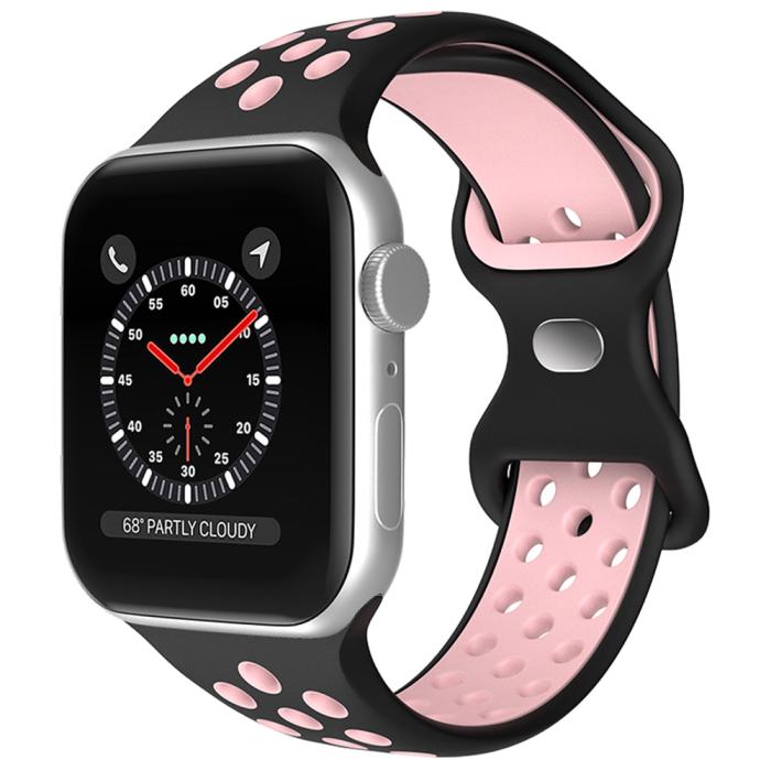 Bild 2, Sportarmband Dual-Color Apple Watch 42/44/45/49 mm (M/L) Svart/Rosa