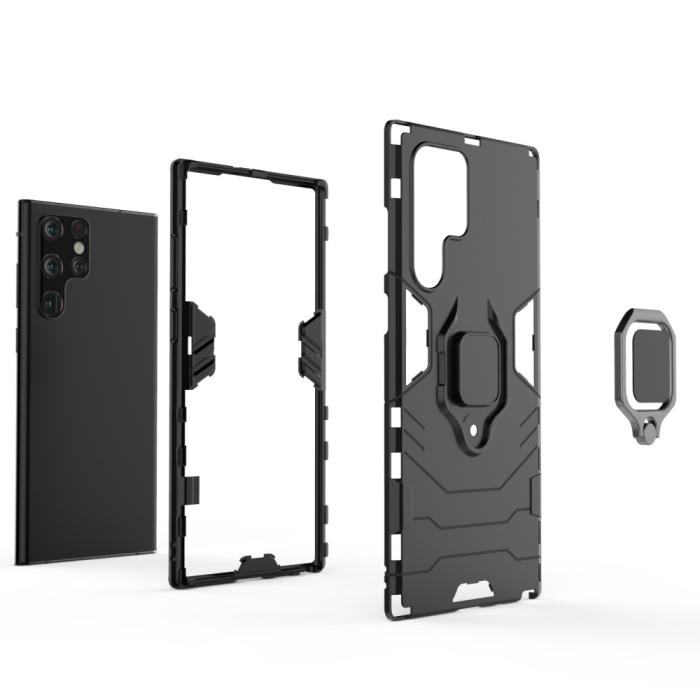 Bild 4, Samsung Galaxy S22 Ultra Skal Hybrid Ring Svart