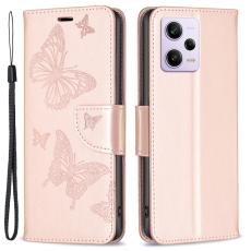 Xiaomi Redmi Note 12 Pro 5G Fodral Med Fjäril Tryck Roséguld