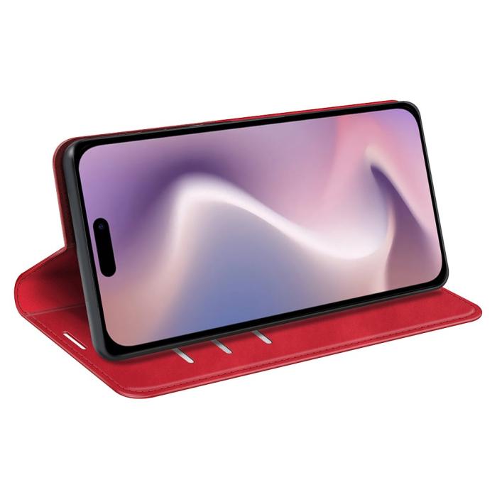 Bild 3, iPhone 16 Pro Fodral Flip Läder Röd