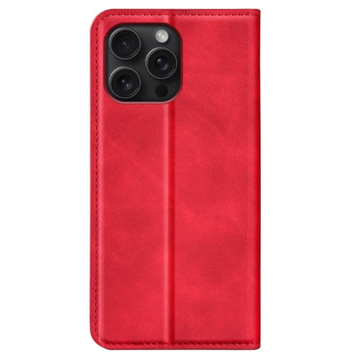 Bild 6, iPhone 16 Pro Fodral Flip Läder Röd