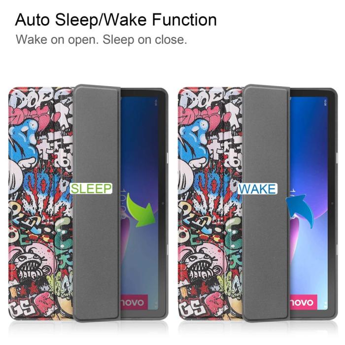 Bild 4, Lenovo Tab M10 Plus Gen 3 Fodral Tri-Fold Grafitti