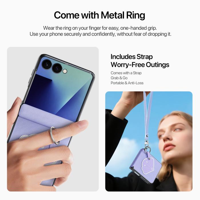 Bild 4, DUX DUCIS Samsung Galaxy Z Flip 8 Skal PU-Läder Snäcka Lila
