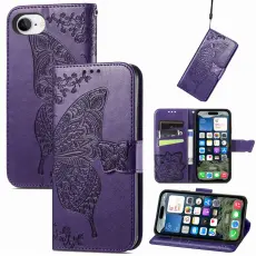 iPhone 17e / 16e Fodral Med Fj&auml;ril Tryck Lila
