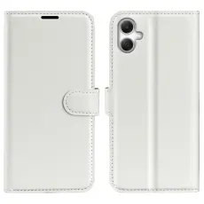 Samsung Galaxy A07 Fodral Litchi L&auml;der Vit