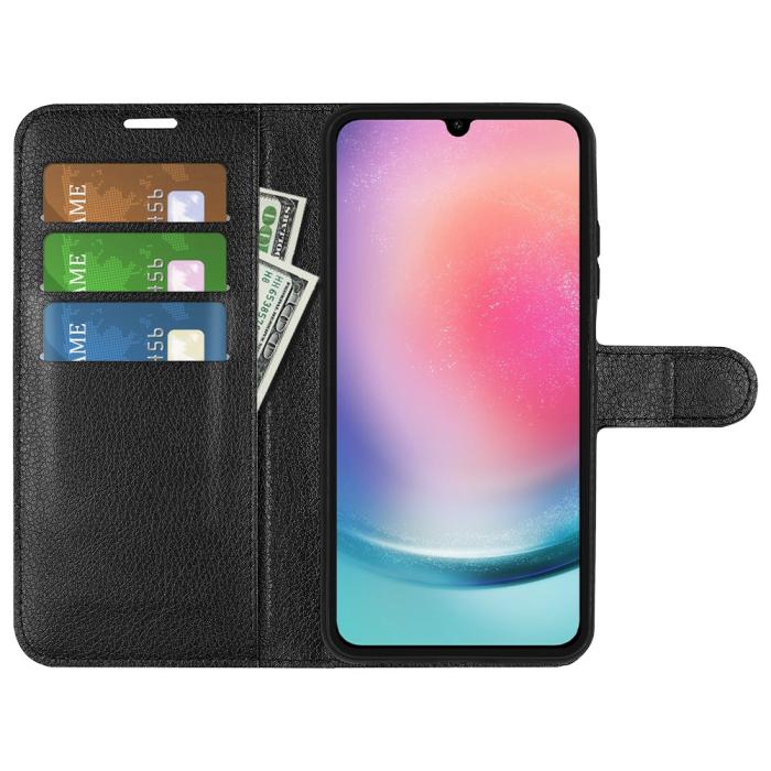 Bild 2, Samsung Galaxy A16 Fodral Litchi Läder Svart