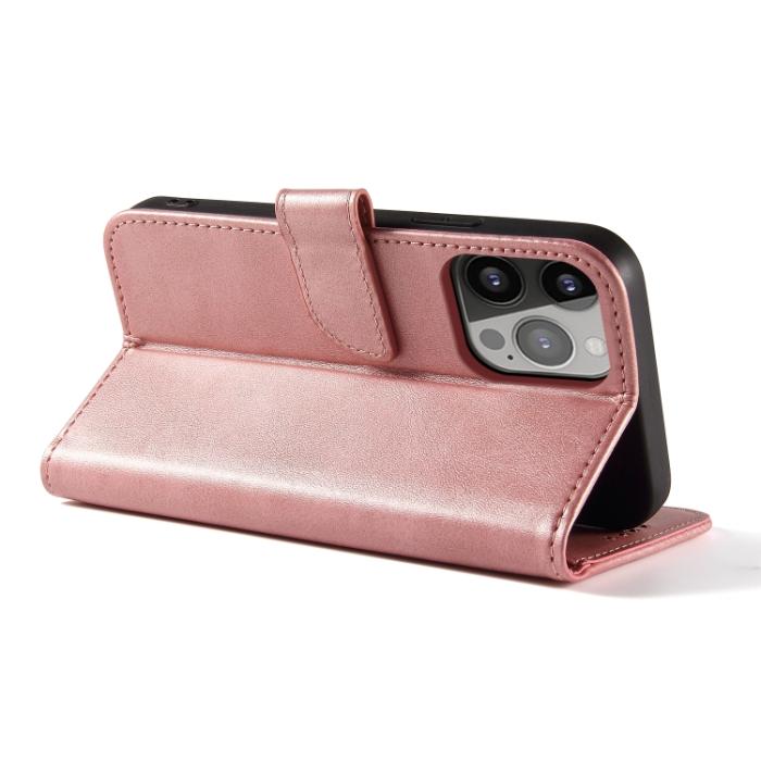 Bild 4, iPhone 14 Fodral Solid Läder Roséguld