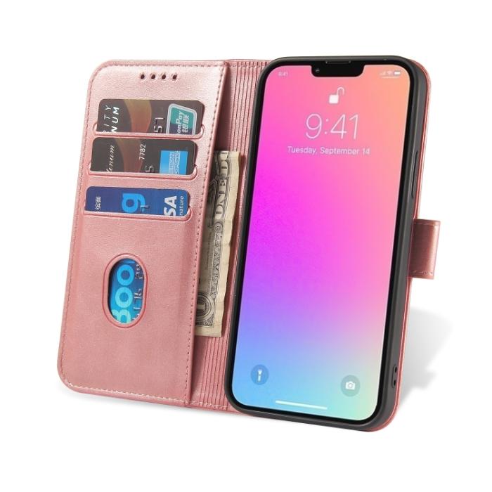 Bild 6, iPhone 14 Fodral Solid Läder Roséguld