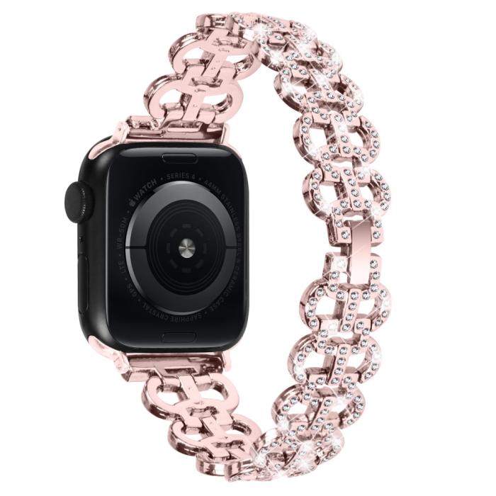 Bild 3, Apple Watch 38/40/41mm Metal Bling Armband Roséguld