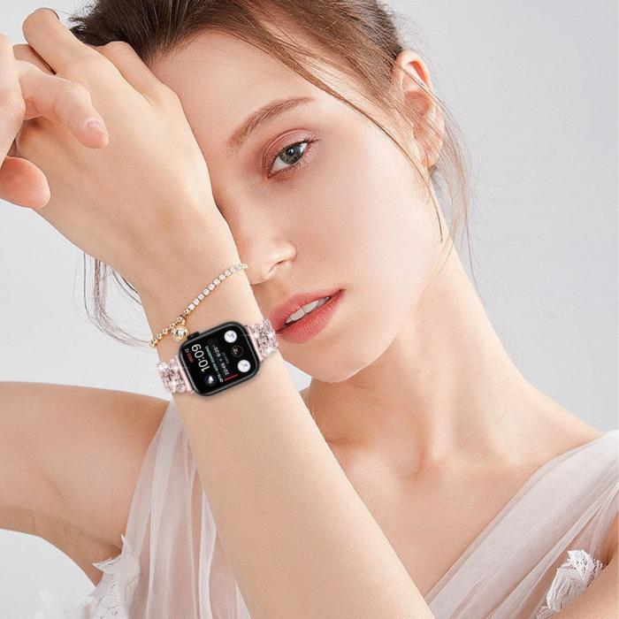 Bild 5, Apple Watch 38/40/41mm Metal Bling Armband Roséguld