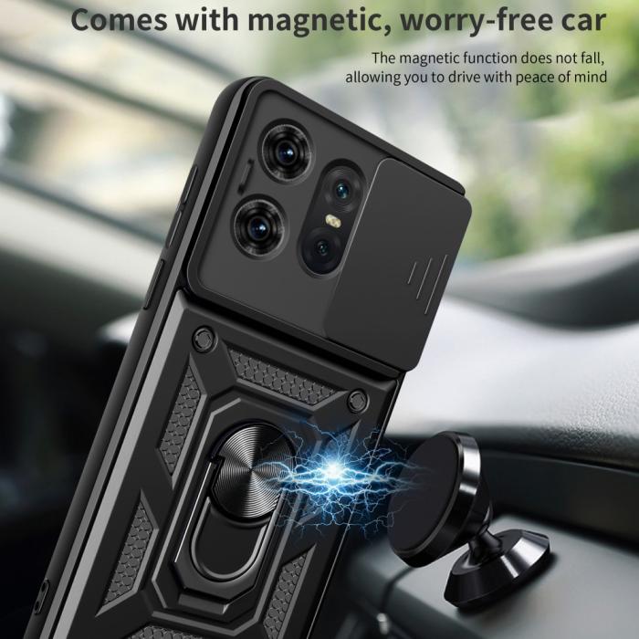 Bild 5, Motorola Edge 50 Pro 5G CamShield Armor Hybrid Ring Skal Svart