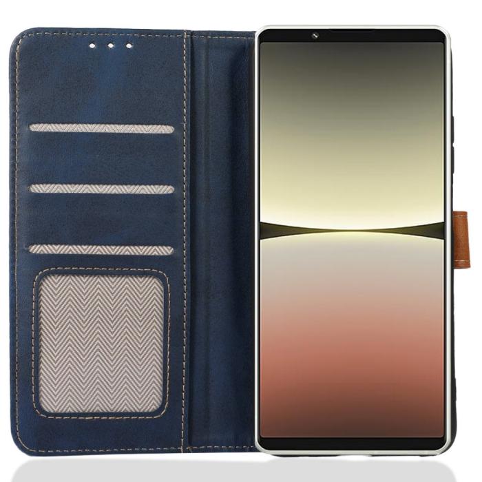 Bild 3, Sony Xperia 1 V Fodral Dual-Color Läder Blå
