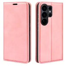 Samsung Galaxy S26 Ultra Fodral Flip Skin Touch L&auml;der Rosa