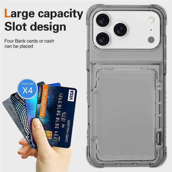 Bild 6, iPhone 17 Pro Max Skal Kickstand Med Kortfack Tonad Svart