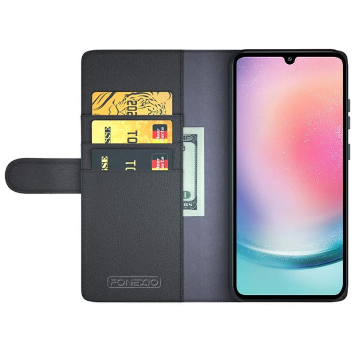 Bild 2, Samsung Galaxy A25 5G Fodral Premium Äkta Läder Svart