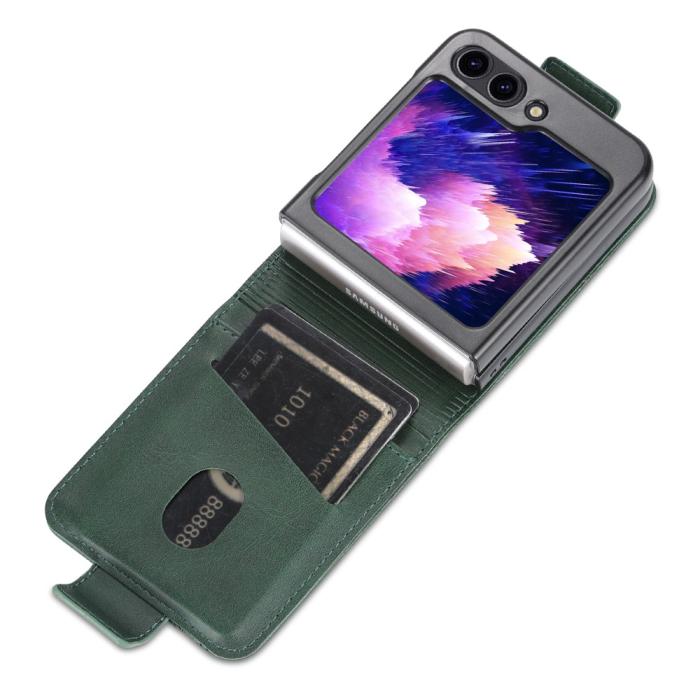 Bild 2, AZNS Galaxy Z Flip 5 Fodral Läder Grön