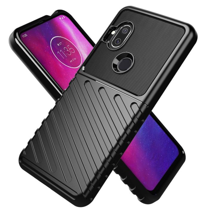 Bild 2, Motorola One Hyper - Twill Textur Skal - Svart