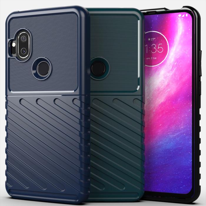 Bild 4, Motorola One Hyper - Twill Textur Skal - Svart